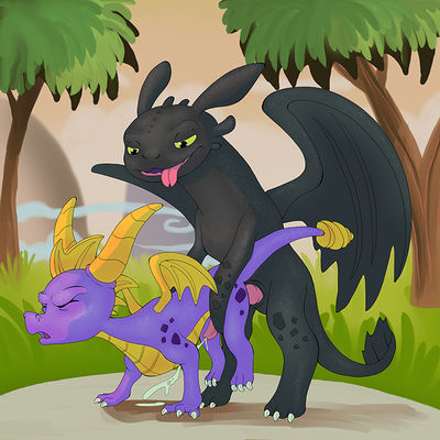 Spyro and Toothless
art by rainingcactus
Keywords: videogame;spyro_the_dragon;how_to_train_your_dragon;httyd;night_fury;dragon;spyro;toothless;male;anthro;M/M;penis;from_behind;anal;ejaculation;orgasm;spooge;rainingcactus