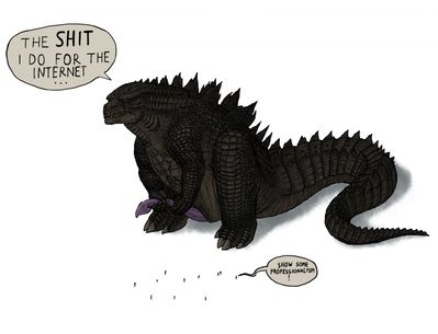 Lost A Bet
art by ramul
Keywords: godzilla;gojira;feral;male;solo;penis;masturbation;humor;ramul