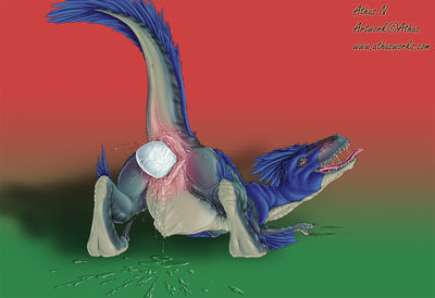 Raptor Laying Eggs
art by athus
Keywords: dinosaur;theropod;raptor;deinonychus;female;feral;solo;cloaca;spooge;egg;oviposition;athus