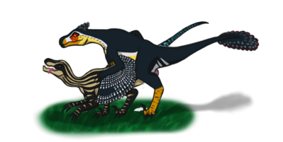 Raptors Mating 2
art by nyxshadewing
Keywords: dinosaur;theropod;raptor;male;female;feral;M/F;penis;from_behind;spooge;nyxshadewing