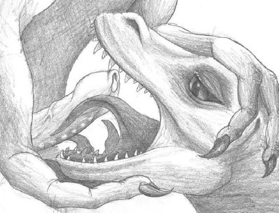 Raptor BJ
art by slash0x
Keywords: dinosaur;theropod;raptor;anthro;feral;male;M/M;penis;oral;closeup;spooge;slash0x