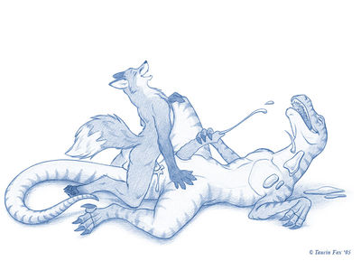 Raptor and Fox
art by taurin_fox
Keywords: dinosaur;theropod;raptor;furry;canine;fox;anthro;feral;male;M/M;penis;missionary;anal;masturbation;ejaculation;spooge;orgasm;taurin_fox