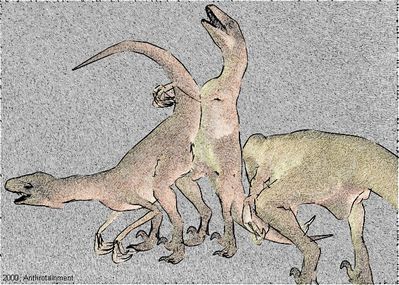 Raptors Having Sex
art by anthrotainment
Keywords: dinosaur;theropod;raptor;male;female;anthro;M/F;from_behind;anthrotainment
