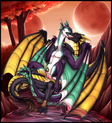 Kazyan and Aevere
art by rasielius
Keywords: dragon;wyvern;male;feral;M/M;penis;reverse_cowgirl;anal;orgasm;ejaculation;spooge;rasielius