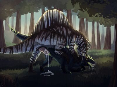 Spinosaur and Allosaur Mating
art by ravuki
Keywords: dinosaur;theropod;spinosaurus;allosaurus;male;female;feral;M/F;penis;from_behind;vaginal_penetration;spooge;ravuki