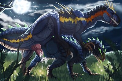 Midnight Mating
art by ravuki
Keywords: jurassic_world;dinosaur;theropod;allosaurus;indominus_rex;raptor;hybrid;indoraptor;male;female;feral;M/F;penis;from_behind;vaginal_penetration;spooge;ravuki