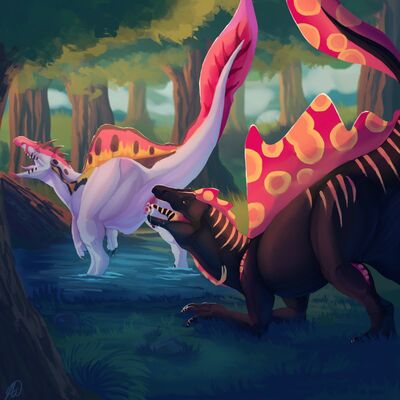 Spinosaur Oral Pleasuring
art by ravuki
Keywords: dinosaur;theropod;spinosaurus;male;female;feral;M/F;vagina;oral;vaginal_penetration;spooge;ravuki