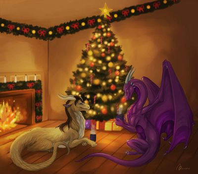 Holiday Dragons
art by raxrie
Keywords: dragon;male;feral;solo;non-adult;holiday;raxrie
