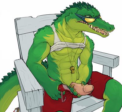 Lifeguard Renekton
art by razr
Keywords: videogame;league_of_lengends;crocodilian;crocodile;renekton;male;anthro;solo;penis;razr