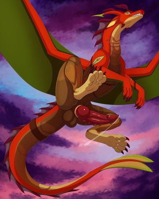 Eon in Flight (Wings_of_Fire)
art by re-re
Keywords: wings_of_fire;skywing;leafwing;hybrid;dragon;male;feral;solo;penis;spooge;re-re