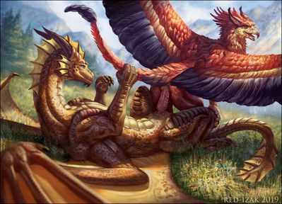 Izora and Ric-Axoarrth Mating
art by red-izak
Keywords: dragon;gryphon;male;female;feral;M/F;penis;reverse_cowgirl;vaginal_penetration;red-izak