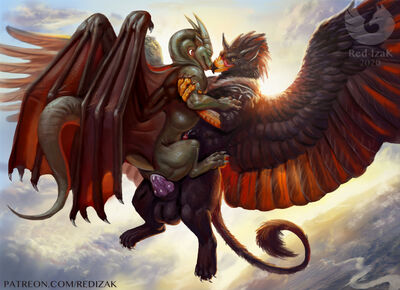 Sky Tango
art by red-izak
Keywords: dragon;gryphon;male;feral;M/M;penis;cowgirl;anal;spooge;red-izak