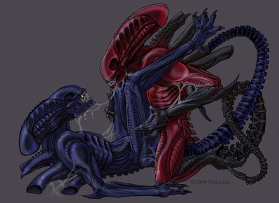 Red vs Blue
art by tina_leyk
Keywords: alien;xenomorph;anthro;male;M/M;missionary;anal;spooge;tina_leyk