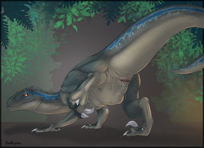 Blue Pinup
art by redraptor16
Keywords: jurassic_world;dinosaur;theropod;raptor;deinonychus;blue;female;feral;solo;cloaca;spooge;redraptor16