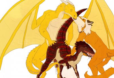 Rappy Present
art by redraptor16
Keywords: dinosaur;theropod;raptor;deinonychus;dragon;furry;canine;male;anthro;M/M;penis;threeway;spitroast;tailplay;masturbation;from_behind;oral;anal;spooge;redraptor16