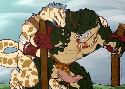 Sukyu_Juju x Zenberu_Gugu
art by redthegamr
Keywords: anime;overlord;lizard;sukyu_juju;zenberu_gugu;male;anthro;M/M;bondage;penis;from_behind;anal;redthegamr