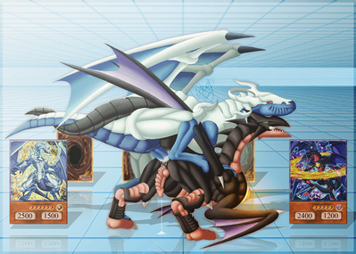 Lightpulsar vs Darkflare (Yu-gi-oh)
art by reezythegarchomp
Keywords: anime;yu-gi-oh;dragon;lightpulsar_dragon;darkflare_dragon;male;anthro;M/M;penis;from_behind;anal;spooge;reezythegarchomp