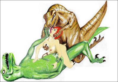 Raptor Threeway
unknown artist
Keywords: beast;videogame;dino_crisis;dinosaur;theropod;raptor;feral;male;human;woman;regina;female;M/F;threeway;penis;from_behind;cowgirl;anal;double_penetration;spooge