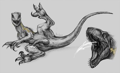 Bad Indoraptor
art by reskaro
Keywords: jurassic_world;dinosaur;theropod;raptor;indominus_rex;hybrid;indoraptor;male;feral;solo;penis;spooge;ejaculation;reskaro