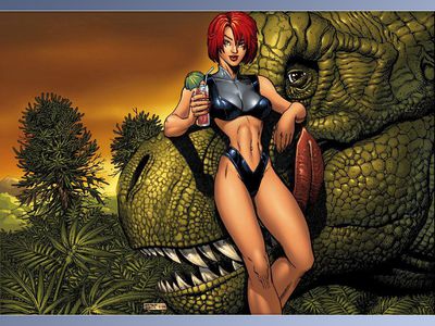Rex and Regina Pinup
unknown artist
Keywords: beast;videogame;dino_crisis;dinosaur;theropod;tyrannosaurus_rex;trex;feral;male;human;regina;woman;female;M/F;suggestive