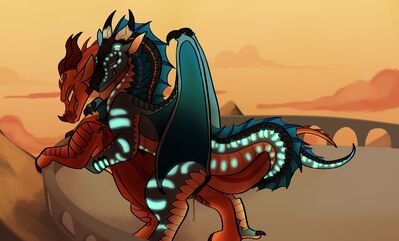 Cypress and Queen_Scarlet (Wings_of_Fire)
art by rockin-candies
Keywords: wings_of_fire;mudwing;seawing;skywing;queen_scarlet;dragon;dragoness;male;female;feral;M/F;penis;from_behind;vaginal_penetration;spooge;rockin-candies