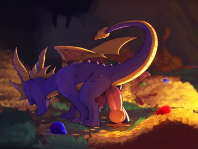 Buried Treasure
art by roy
Keywords: videogame;spyro_the_dragon;dragon;spyro;male;anthro;solo;penis;dildo;masturbation;anal;hoard;roy