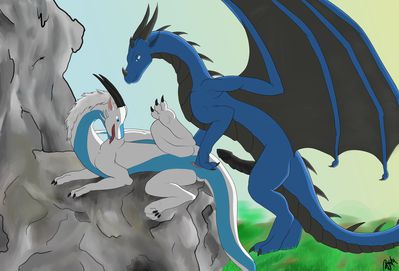 Kealyth and Syrazor
art by ryskadragons
Keywords: dragon;dragoness;syrazor;male;female;feral;M/F;penis;vagina;from_behind;fingering;masturbation;vaginal_penetration;ryskadragons