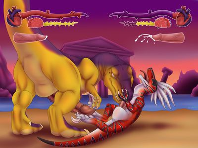 Primal Rage WIP
art by ryuuyouki
Keywords: videogame;primal_rage;sauron;talon;dinosaur;theropod;tyrannosaurus_rex;trex;raptor;velociraptor;male;feral;M/M;penis;oral;footjob;masturbation;spooge;ryuuyouki