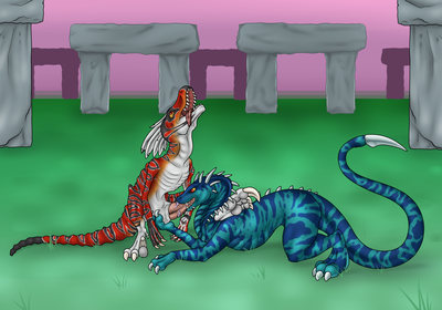 Vertigo Giving Talon a BJ
art by ryuuyouki
Keywords: videogame;primal_rage;dinosaur;theropod;raptor;velociraptor;sellosaurus;talon;vertigo;male;female;anthro;M/F;penis;oral;spooge;ryuuyouki