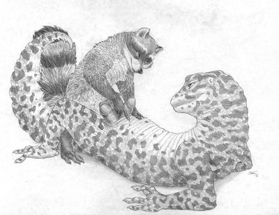 Gecko and Raccoon 1
art by sabretoothed_ermine
Keywords: lizard;gecko;furry;raccoon;male;feral;M/M;penis;hemipenis;fingering;cloaca;sabretoothed_ermine