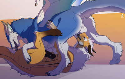 Snowfoot and Anrien
art by sabuky
Keywords: dragon;felkin;male;feral;M/M;penis;oral;69;anal;rimjob;spooge;sabuky