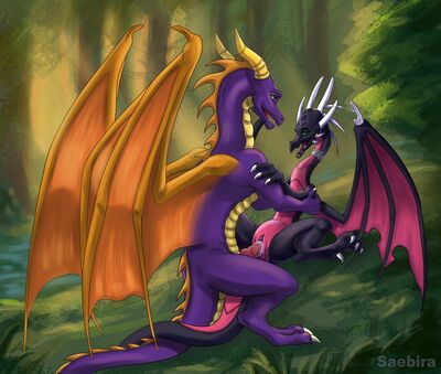 Cynder and Spyro
art by saebira
Keywords: videogame;spyro_the_dragon;spyro;cynder;dragon;dragoness;male;female;feral;M/F;penis;missionary;vaginal_penetration;spooge;saebira