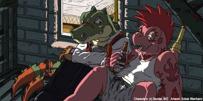 Relaxing Outside
art by wanikami
Keywords: anime;legendz;crocodilian;crocodile;dandy;dragon;salamander;male;anthro;wanikami