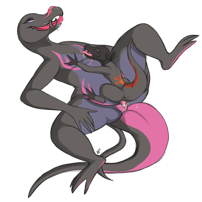 Salandit and Salazzle Mating
art by hecking
Keywords: anime;pokemon;lizard;salandit;salazzle;male;female;anthro;M/F;penis;missionary;vaginal_penetration;spooge;hecking