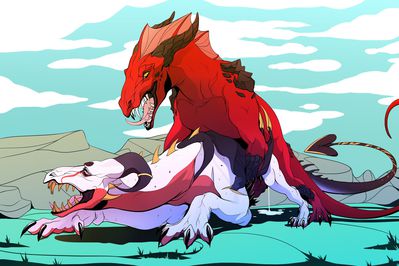 Mating in the Meadow
art by samhyule
Keywords: dragon;dragoness;male;female;feral;M/F;from_behind;suggestive;spooge;samhyule