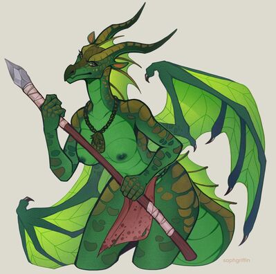 Anthro Sundew (Wings_of_Fire)
art by saphgriffin
Keywords: wings_of_fire;sundew;leafwing;dragoness;female;anthro;breasts;solo;suggestive;saphgriffin