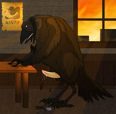 Molting
art by sargesgrl12
Keywords: cartoon;rango;avian;bird;crow;anthro;male;solo;penis;spooge;sargesgrl12