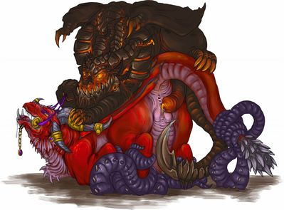 Alexstrasza and Deathwing Mating
art by sarvik
Keywords: videogame;world_of_warcraft;dragon;dragoness;deathwing;alexstrasza;male;female;feral;M/F;penis;from_behind;vagina;suggestive;spooge;tentacles;bondage;sarvik