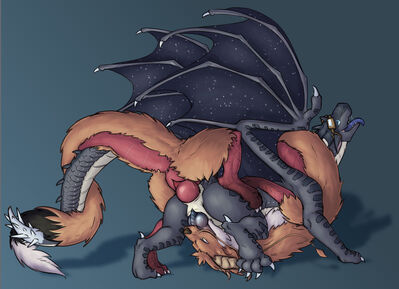 Wrap-around (Wings_of_Fire)
art by darkenstardragon
Keywords: wings_of_fire;icewing;nightwing;hybrid;eastern_dragon;dragon;male;feral;M/M;penis;from_behind;anal;oral;darkenstardragon