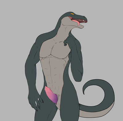 Raptor Pinup
art by scaleground
Keywords: dinosaur;theropod;raptor;male;anthro;solo;penis;scaleground