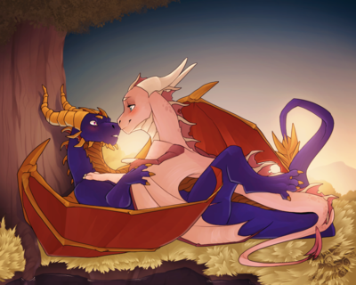 A Tender Moment
art by schl4fmuetze
Keywords: videogame;spyro_the_dragon;dragon;spyro;ember;dragoness;male;female;anthro;M/F;romance;non-adult;schl4fmuetze