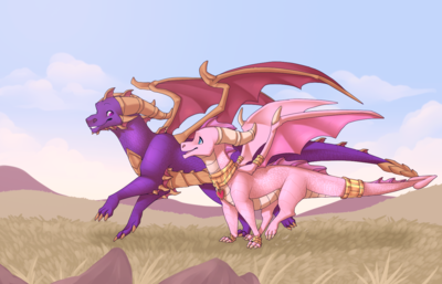 Catch Me If You Can
art by schl4fmuetze
Keywords: videogame;spyro_the_dragon;dragon;spyro;ember;dragoness;male;female;anthro;non-adult;schl4fmuetze