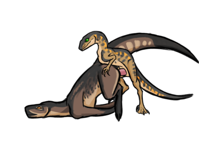 Utahraptor and Tenontosaurus Mating
art by scoots530
Keywords: dinosaur;theropod;raptor;hadrosaur;tenontosaurus;utahraptor;male;female;feral;M/F;penis;from_behind;suggestive;scoots530