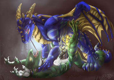 Duke and Skaar
art by scritt
Keywords: dragon;feral;male;M/M;penis;anal;missionary;spooge;bondage;scritt