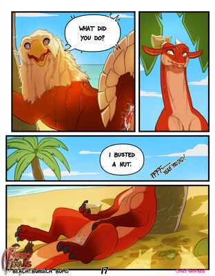 Beach Bums, page 17
art by sefeiren
Keywords: comic;dragon;gryphon;thistle;kindle;male;female;feral;M/F;penis;from_behind;anal;spooge;humor;frisky-ferals;sefeiren