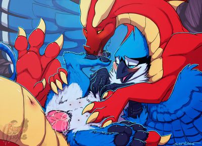 Dragon and Blue Jay
art by sefeiren
Keywords: dragon;feral;avian;bird;blue_jay;male;female;anthro;M/F;penis;reverse_cowgirl;vaginal_penetration;spooge;sefeiren;frisky_ferals