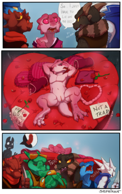 Kobold Valentine
art by sefeiren
Keywords: comic;dungeons_and_dragons;kobold;male;female;anthro;solo;vagina;humor;sefeiren