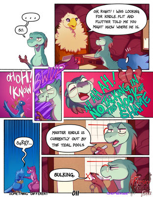 Something Different, page 11
art by sefeiren
Keywords: comic;frisky_ferals;thistle;gryphon;dinosaur;theropod;raptor;male;female;feral;solo;non-adult;sefeiren