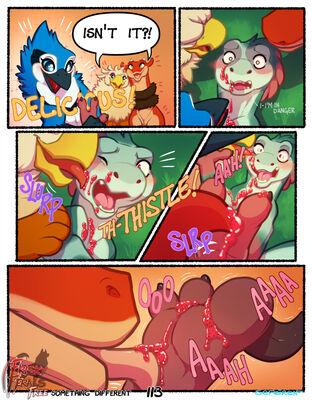 Something Different, page 113
art by sefeiren
Keywords: comic;dragon;gryphon;dinosaur;theropod;raptor;thistle;kindle;male;female;feral;non-adult;human;suggestive;frisky-ferals;sefeiren