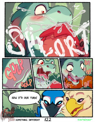 Something Different, page 122
art by sefeiren
Keywords: comic;dragon;gryphon;kindle;thistle;dinosaur;theropod;raptor;male;feral;M/M;penis;oral;closeup;ejaculation;spooge;sefeiren